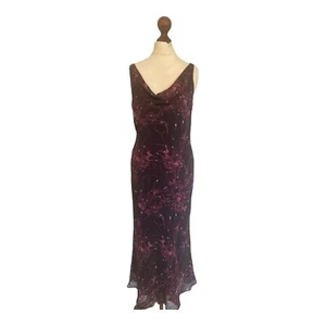 Austen Reed Designer Dark Red Floral Silk Chiffon Maxi Dress- UK - 8 £120 - Picture 1 of 7