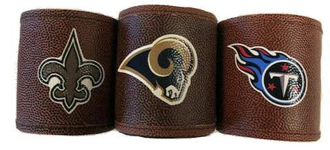 NFL Football Pigskin Laces Beer Soda Can Holder New Orleans Saints Fleur De Lis Cover