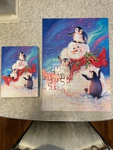 Springbok 60 Piece Puzzle Blizzard Buddies Snowman and Penguins Complete - Picture 1 of 7