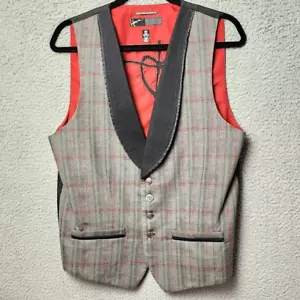 Hause Of Howe Vest Mens Medium Striped Multicolor Leather Trim Formal/Casual - Picture 1 of 13