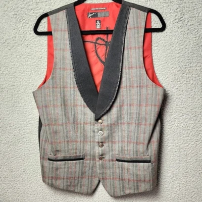 Hause Of Howe Vest Mens Medium Striped Multicolor Leather Trim Formal/Casual - Image 1 of 4