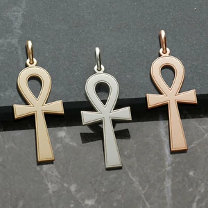 Solid Silver Gold & Plated 9ct Egyptian Ankh Cross Pendant & Chain In Gift Box - Picture 1 of 16