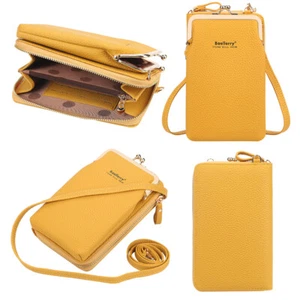 Portafoglio donna pelle cellulare messenger porta carte di credito shouder bag - Foto 1 di 39