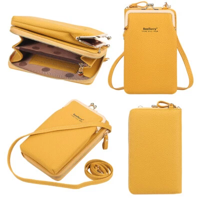Women Leather Cell Phone Wallet Messenger Purse Credit Card Holder Shouder Bag - Image 1 of 4