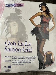 Ooh La La Saloon Girl Burlesque Fancy Dress Halloween Sexy Adult Costume Large - Picture 1 of 2
