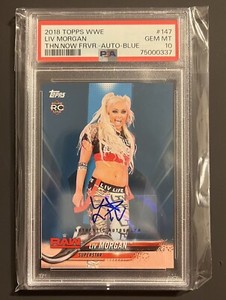 2018 WWE Topps Then Now Forever Liv Morgan RC Blue Auto /50 PSA 10 Pop 2