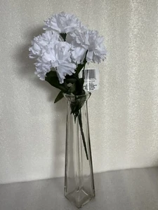 White Carnations Bouquet 13” Flowers Memorial Day, July  4th, Mothers Day NEW - Picture 1 of 3