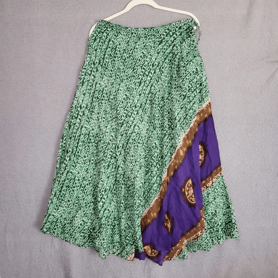 Falda midi boho envolvente sintética mediana The Territory Ahead de algodón púrpura verde para mujer Foto 1 de 4