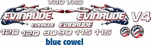 Evinrude v4 Cross Flow USA Flag splash 90 - 120 Decal Kit - Imagen 1 de 2