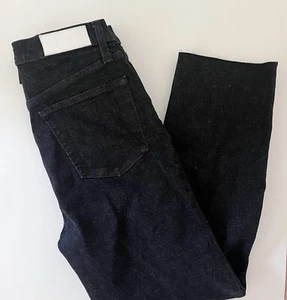 NWT Re/Done 70's Ultra High Waist Raw Hem Stovepipe Jeans Size 29 Noir Black - Picture 1 of 10