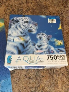 Rompecabezas Aqua Shimmer White Tigers Ocean Fish 750 piezas 100% completo - Imagen 1 de 2