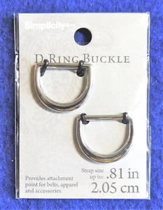 2 Simplicity Silver D-Ring Buckles Strap Size 0.81" (2.05cm) Belt Attachment NIP - Picture 1 of 1