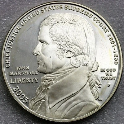 2005-P Chief Justice John Marshall 90% Silver Dollar Proof Coin SCRATCHED - Image 1 of 2