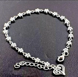 1x Moda Mujer Cadena Colgante Flor Plata Haya Tobillo Pulsera Pie Tobillera - Imagen 1 de 3