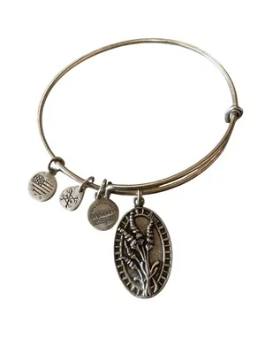 Brazalete Alex And Ani 2016 Tono Plata Mate TÍA Floral Alambre Expandible Moda Foto 1 de 4