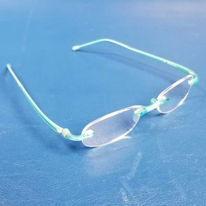 SCOJO 70510 Reading Glasses Semi-Rimless Oval Clear Lenses Aqua Blue Temples - Picture 1 of 7