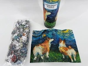 Aja Trier Corgi Night Puzzle 500pc 18x24 Art Jigsaw Tube New Sealed Van Gogh Dog - Picture 1 of 5