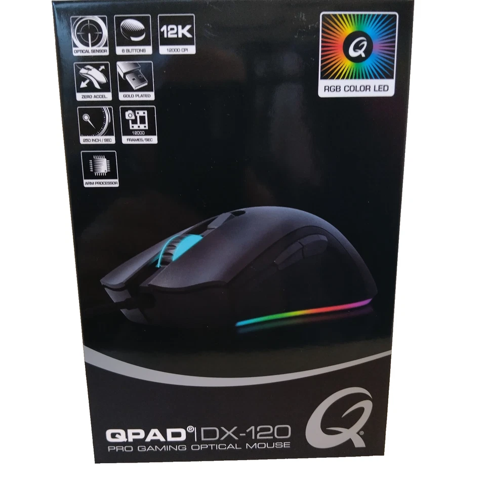 QPAD DX-120 - 12.000 dpi FPS Gaming Mouse 6 but, RGB multi-effect LED Sealed Box - Image 1 of 4