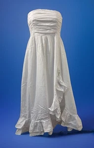 Altar'd State Strapless Midi Ruffle Sienna Dress in White 100% Cotton Lined $78 - Picture 1 of 8
