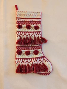 Balsam & Tanne rot Country Chic Fransen Weihnachtsstrumpf 20" - Bild 1 von 5