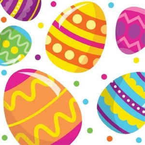 Egg Fun Hunt Dye Spring Bright Easter Holiday Party Paper Beverage Napkins - Picture 1 of 1