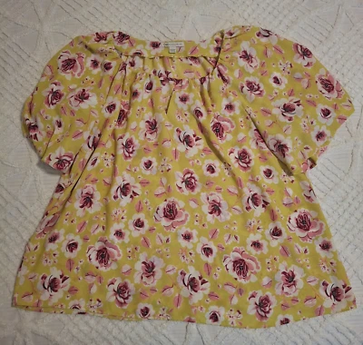 Cato女式14W 16W 1X Chartreuse粉色花卉衬衫袖口锁眼上衣 — 第 1/4 张图片