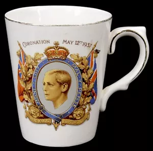 Vintage English 1937 Porcelain Coronation Mug Cup King Edward VIII Abdicated Old - Picture 1 of 12