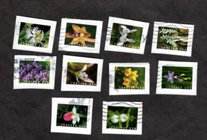 #5445-54 Wild Orchids Se-Tenent Set di 10 francobolli, usati, su carta - Foto 1 di 1