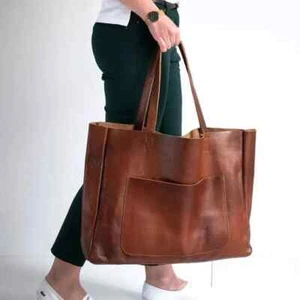 Tote Bag Large Capacity Oversized Tote Bag Cowhide Leather Bag High Quality Bag - Picture 1 of 6
