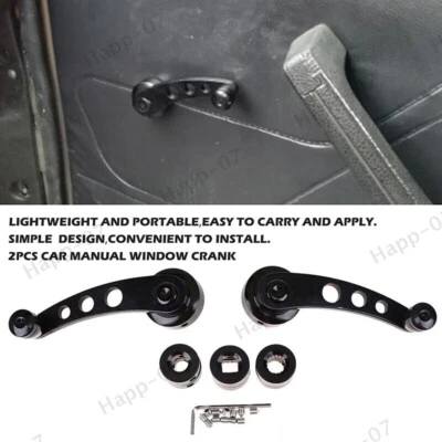 Manivela de manivela de manivela manual de aluminio negro para ventana de coche SUV Billet 2 piezas Foto 1 de 4