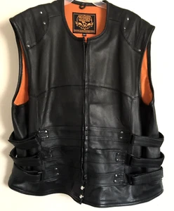 MILWAUKEE LEATHER MEN'S 5 XL BLACK TACTICAL STYLE MOTORCYCLE BIKER RIDER VEST - Picture 1 of 19