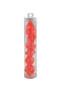 Molten Orange Transparent Polyhedral Dice Set - Picture 1 of 2
