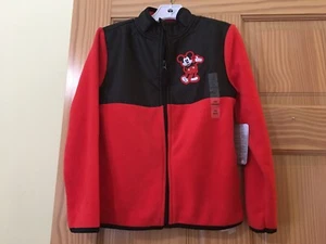 New Disney Store Mickey Mouse Fleece Jacket Boy Red 5/6 7/8 9/10 - Picture 1 of 3