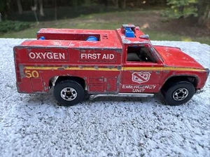 Vintage Hot Wheels Fire Truck Emergency Unit 51 First Aid Oxygen Redline 1974 - Picture 1 of 7