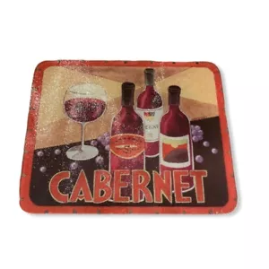 TEMPERED GLASS CUTTING BOARD & SERVING TRAY, 8" x 10",WINE BOTTLES, CANERNET - Picture 1 of 2