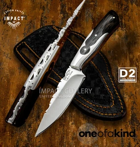 IMPACT CUTLERY RARE CUSTOM FULL TANG D2 SKINNING KNIFE WENGE WOOD HANDLE - Picture 1 of 11