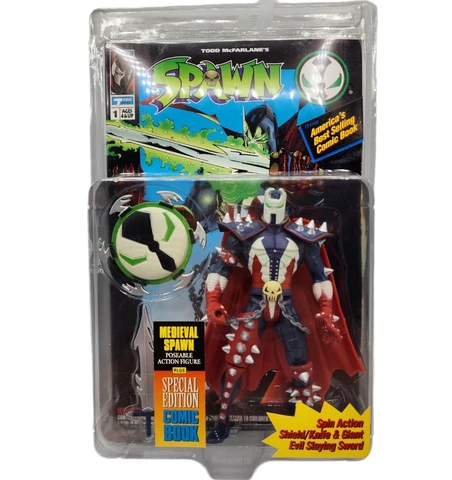 Medieval Spawn McFarlane Action Figure 1994 with Special Edition Comic Book Cover