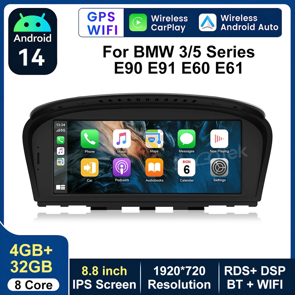 BROGOTEK 8.8" Car GPS Stereo BMW 3/5 Series E90 E60 CIC Head Unit Radio Carplay 4+32GB