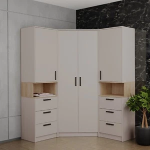 Elegante e pratico armadio angolare G17 con ripiani - mobile angolare spazioso - Foto 1 di 9