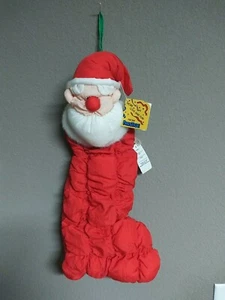 Vintage 1990 Prestige Toy Corp Santa Christmas Stocking Parachute Puffy New  - Picture 1 of 10
