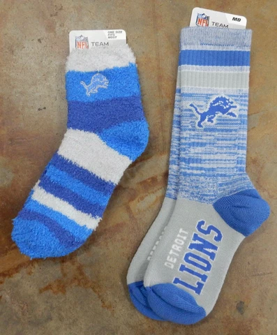 2 Pack NFL Detroit Lions Socks Rainbow Sleep Blue Gray Gift Set Medium OSFM Cover