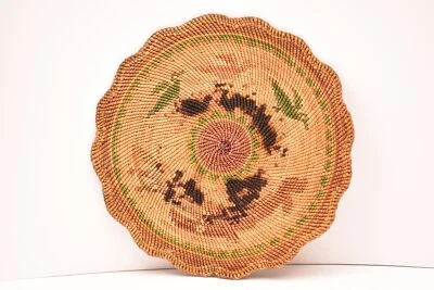 Native American Klamath Modoc Indian Flat Trivet Basket Antique Woven 7.75" VTG - Image 1 of 4