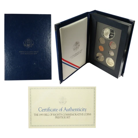 1993-S U.S. Prestige Proof Set Silver Dollar Bill of Rights Cover