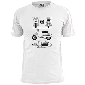 Hombre Lambretta Blueprint (rob) Camiseta Mod Scooter Boy Weller Jam - Imagen 1 de 2