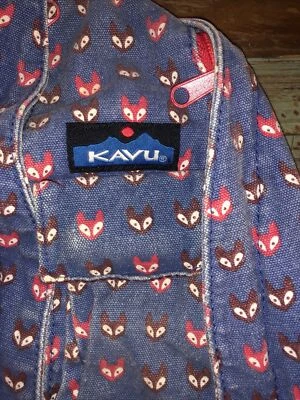 Kavu Limited Edition Fox Trot Foxy  Rope Sling Bag Denim Red Zipper Well Loved - Image 1 of 4