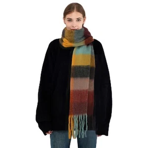 Women Winter Coloured Scarf Long Plaid Shawl Large Scarves Tassel Warm Thick ... - Picture 1 of 2
