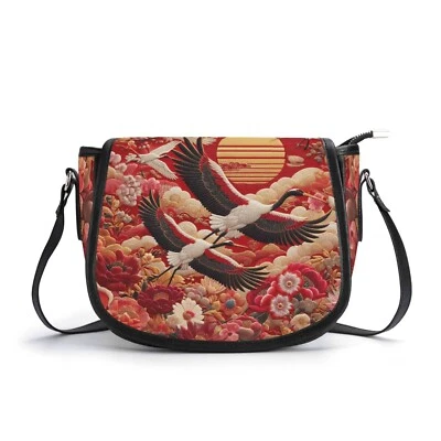 Crane из натуральной кожи седло наплечная сумка Дамская сумка красный цветочный Pocketbook Chinoise - Изображение 1 из 4