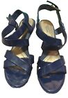 Women's Size 7.5 Simply Vera, Leia Dark Blue Patent Leather Sandals Wedge Shoe