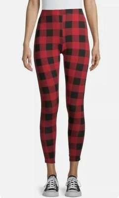No Boundaries Women's Ankle Legging size XL Buffalo Plaid Red Elastic Waist New - Image 1 of 4