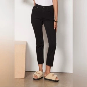 Pantalones de mezclilla Edwin Bree ajustados rectos negros recortados al tobillo talla 28 - Imagen 1 de 9